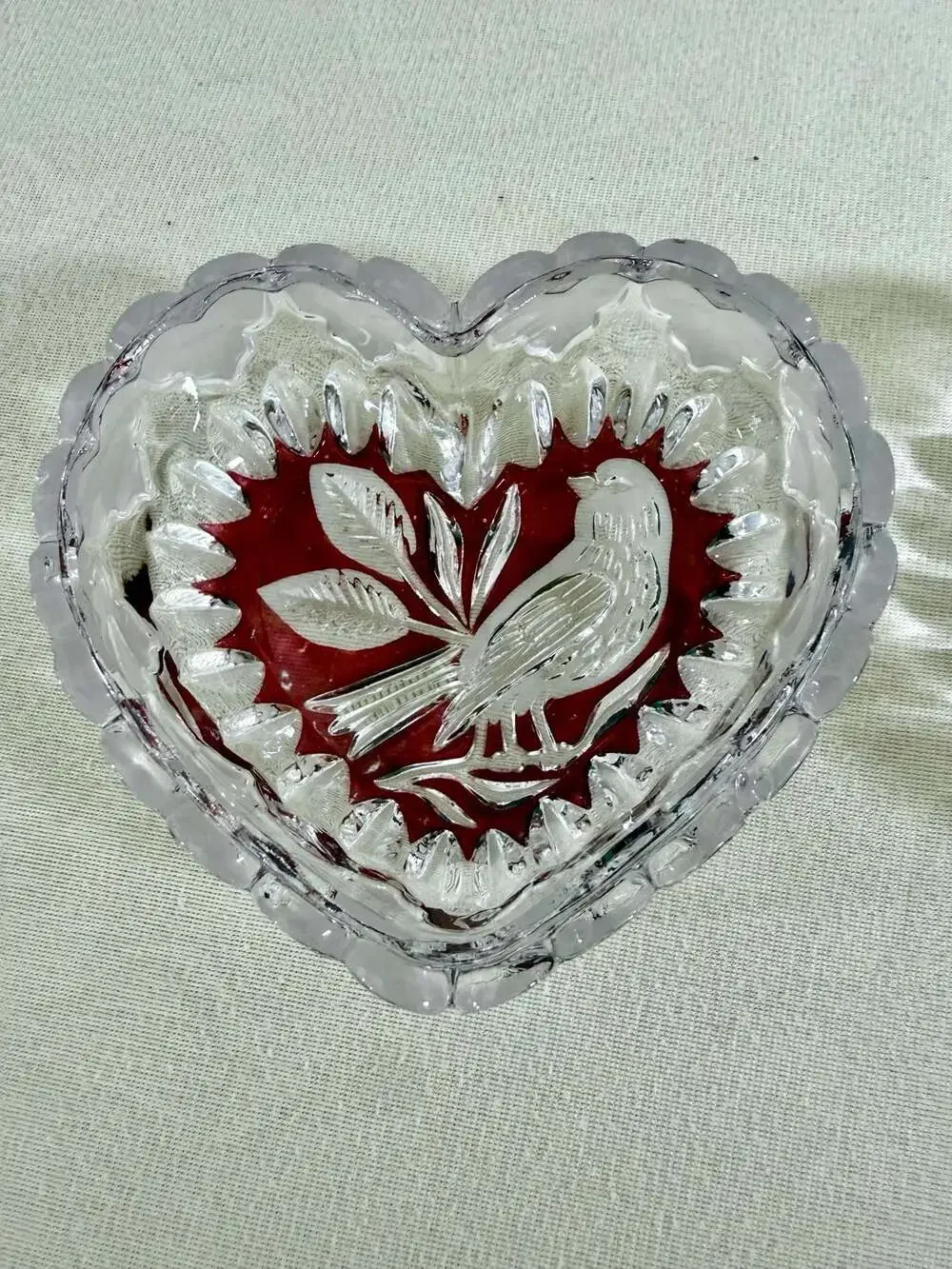 Hofbauer Byrdes Ruby Collection Heart-Shaped Crystal Trinket Dishes - Pair